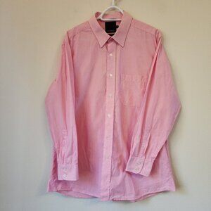 Paco Rabanne Men 17.5/XL Pink Striped Btn Down Long Sleeve Shirt Dress Classic